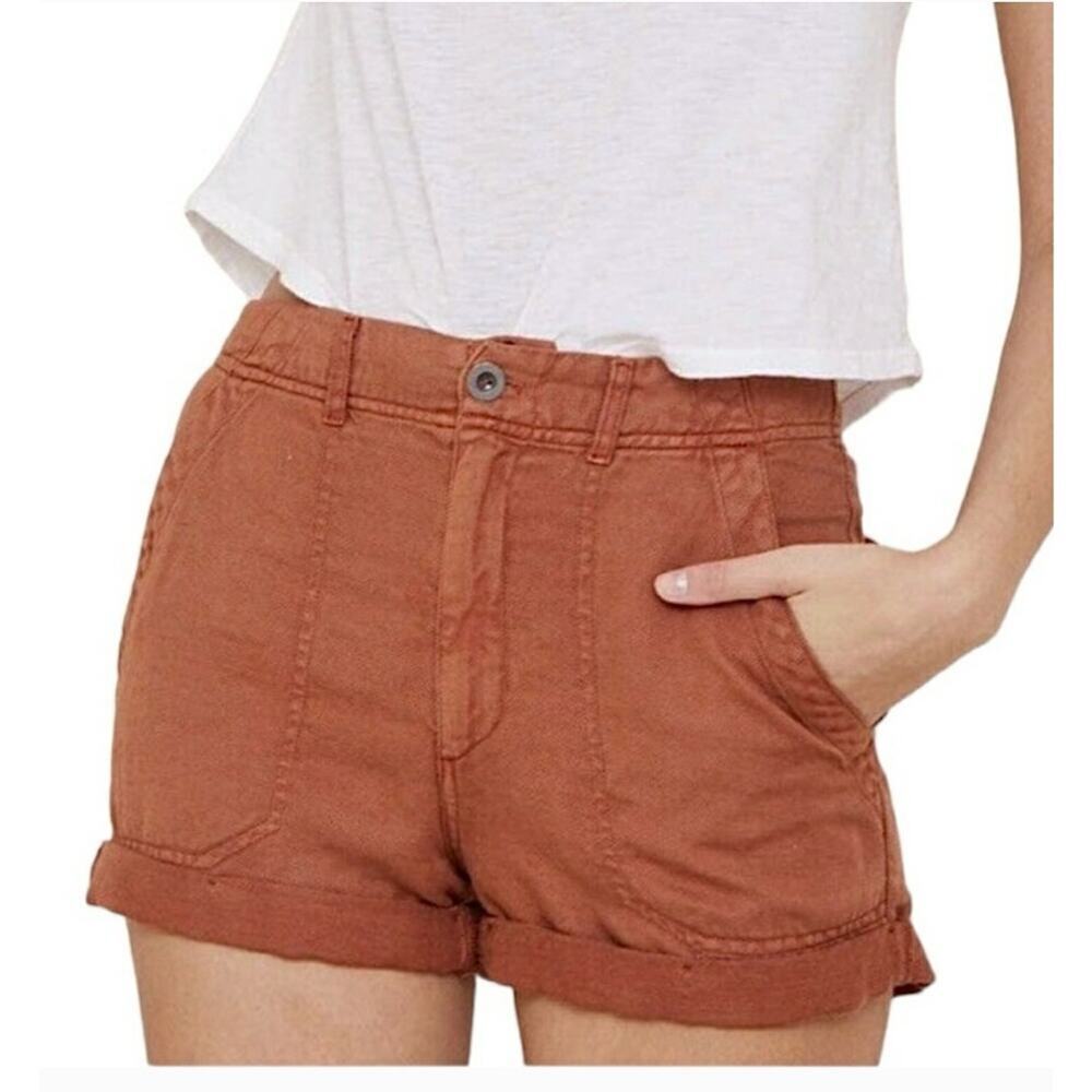 Bella Dahl Rust Brown High-Waist Cuffed Jean Shorts